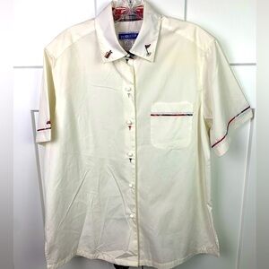 Vintage Pendleton Golf Button Up Shirt Womens 12 L White Embroidered Caddy Shack